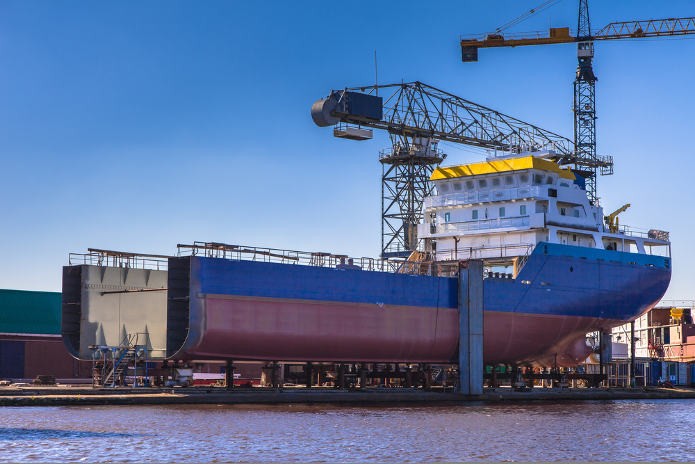 Ship construction on a shipbuilding Wharf in the Netherlands